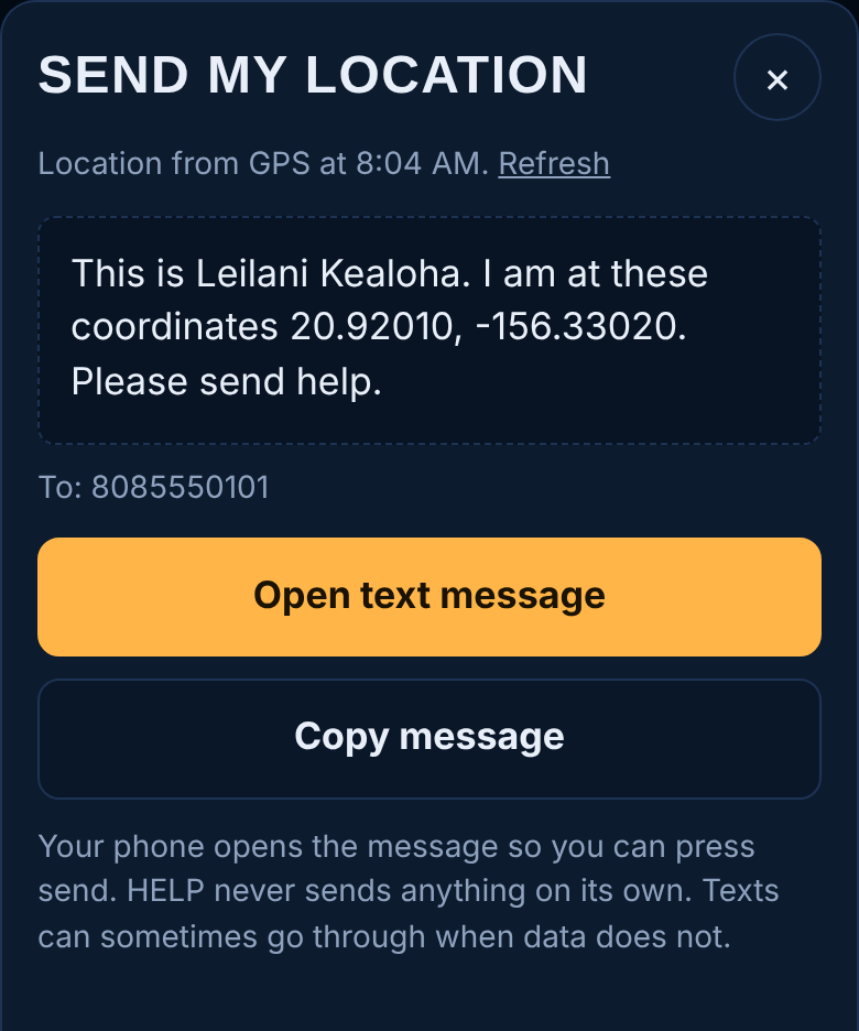 Sending Your Location screenshot